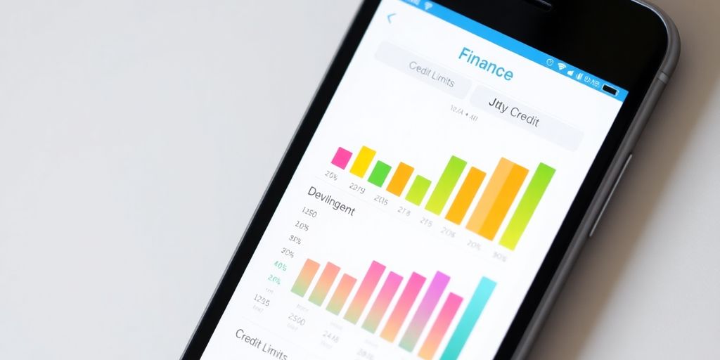 Imagem de um smartphone com aplicativo financeiro moderno.